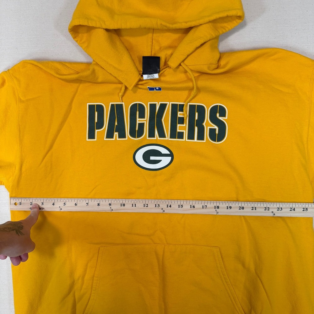 Vintage Green Bay Packers Hoodie Mens 2XL Yellow Sweatshirt NFL Team Apparel - Picture 4 of 8
